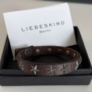 Liebeskind Dark Brown Leather Star Bracelet